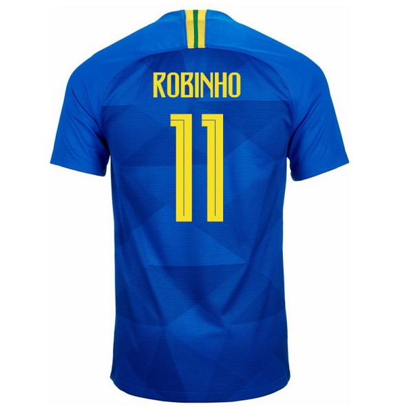 Camiseta Brasil 2ª Robinho 2018 Azul